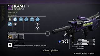 Adagio On Krait Auto Rifle Veist Is Op, All The Damage No Rof Reduction Destiny 2 Witch Queen