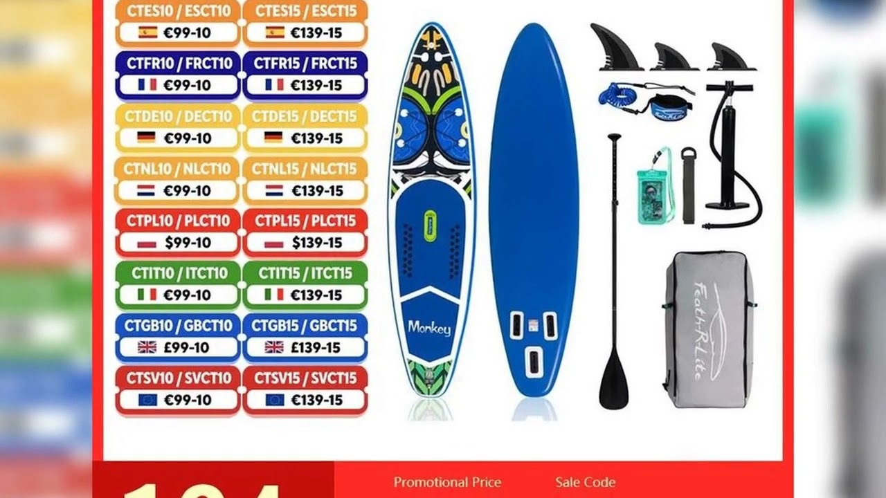 A must-have product! FunWater Stand Up Paddle Board Inflatable Paddling Board Surfboard Surf Sup B
