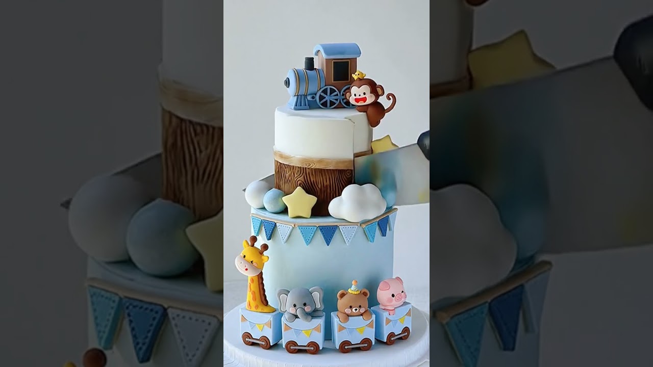 Animal Train Birthday Cake Decoration