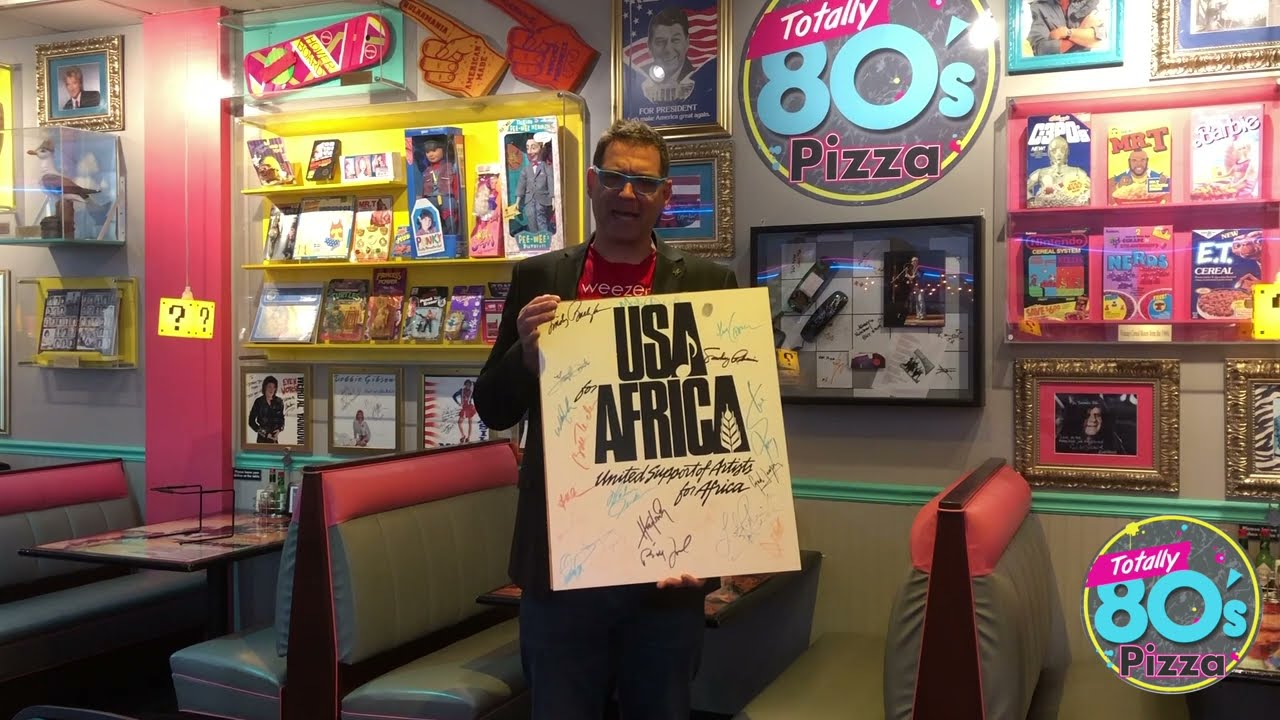USA Africa We are the World signed poster from Totally 80's Pizza & Museum.  Incredibly RARE.