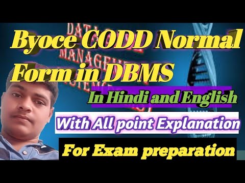 Boyce CODD Normal Form(Nf) In DBMS||HindiandEnglish|boyce codd normal form in hindi||#Anubhavshukla