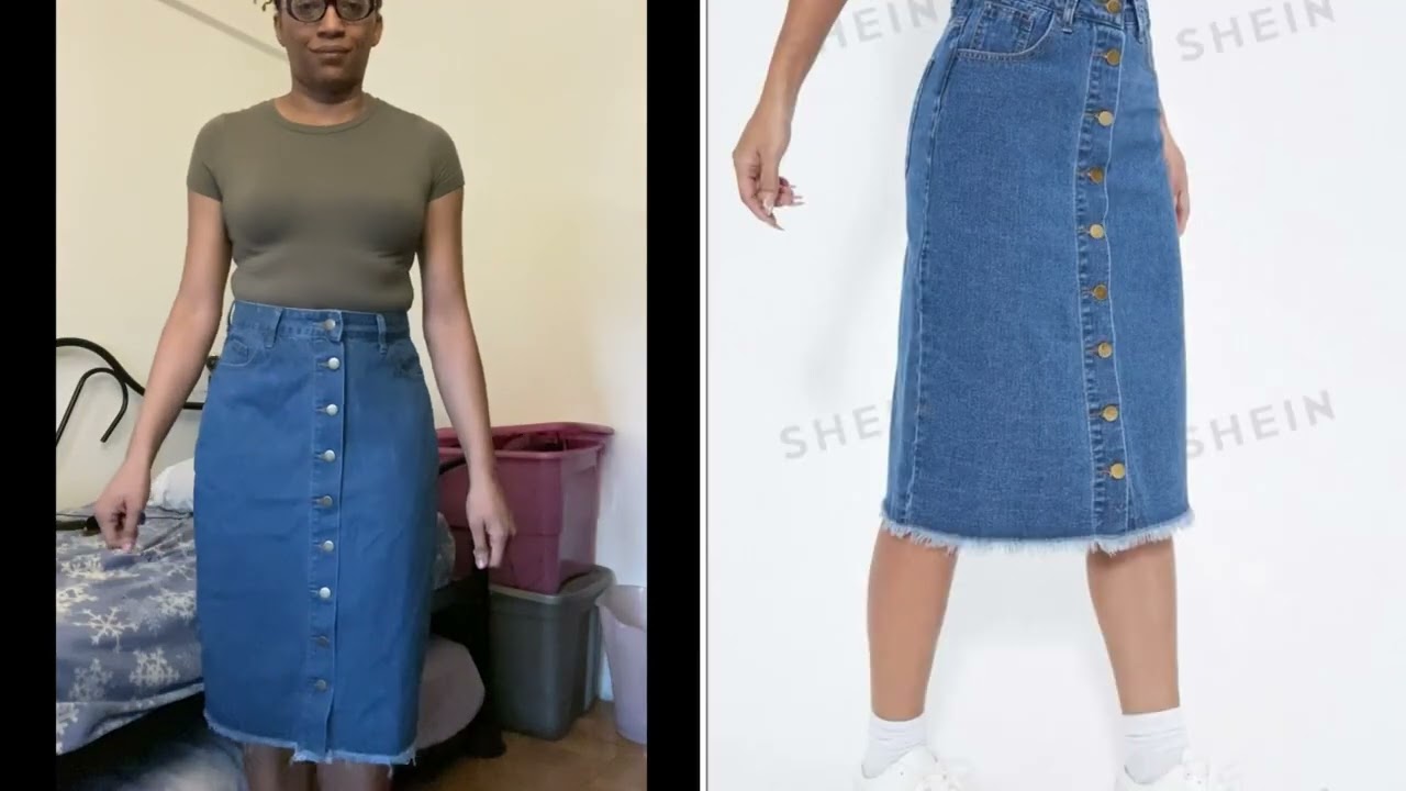 4 Shein Denim Skirts  1 black skirt from Amazon Try On Haul