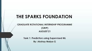 Prediction using supervised ML | GRIP August'21 Profile