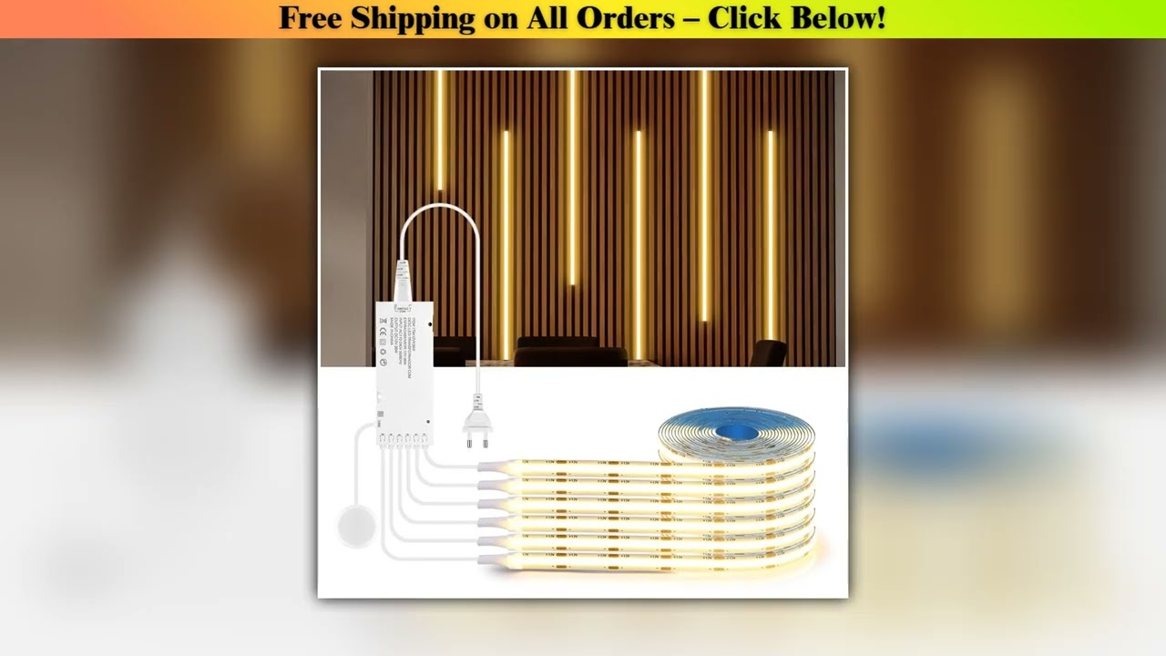 LED Acoustic Board Decorative COB Light Strip Touch Dimmable Wall Background Lamp Show Shelf Under