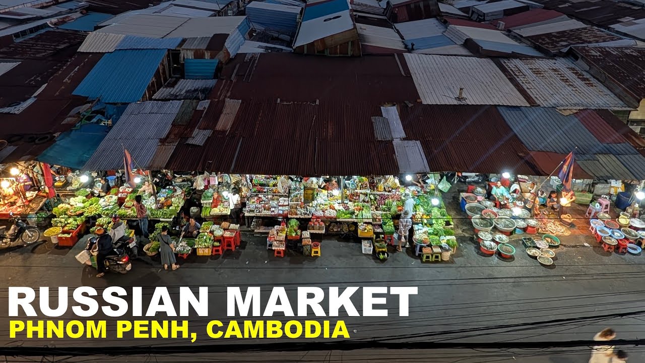 Russian Market, Cambodia | 4K Ambience from Rooftop Bar – Sounds for Relaxation | Chillhop | ASMR