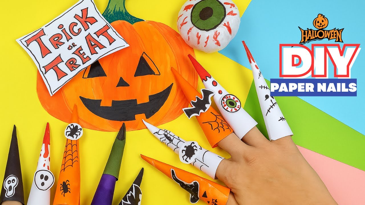 👻DIY Halloween Paper Nails Craft 🎃