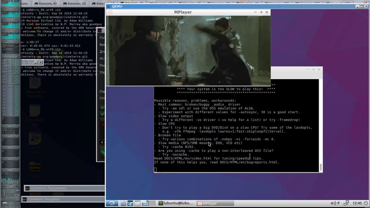 qemu-system-ppc playing DivX4 file under Linux