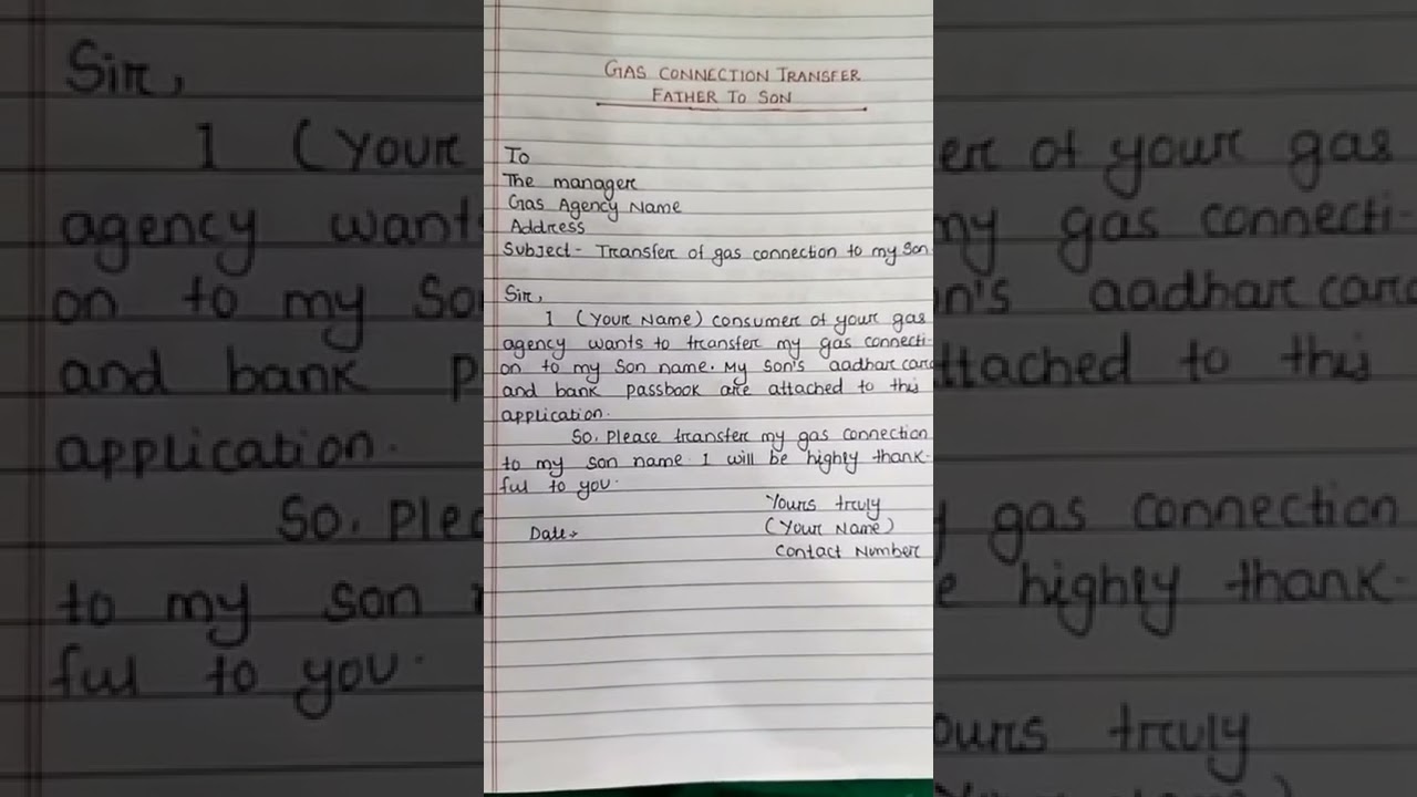 Gas connection transfer father to son 