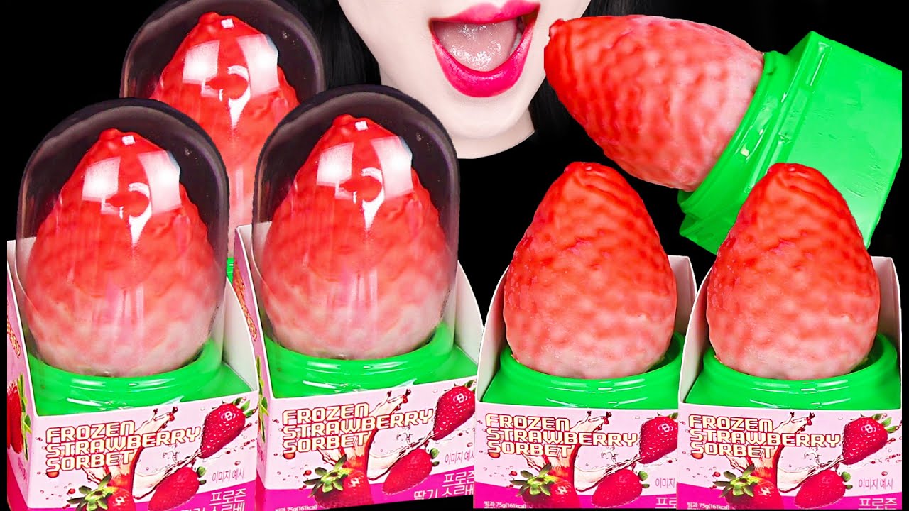 ASMR Strawberry Ice Cream 딸기 아이스크림 먹방 Mukbang, Eating