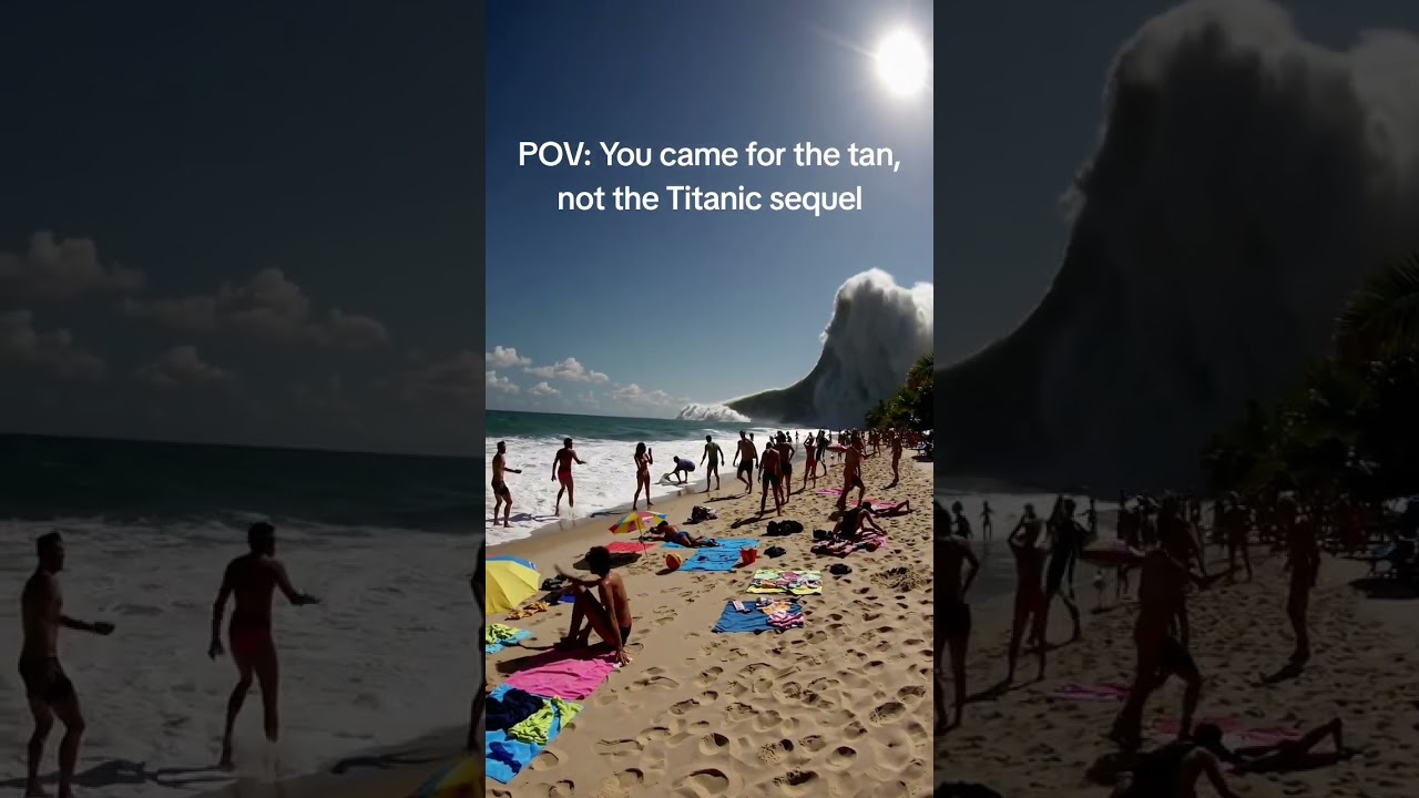 AI Tsunami Wave Destroys Beach Hyper-Realistic Simulation #ai #Beach #tan #sea #tsunami #wave #ocean