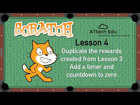 How to Build a game in Scratch - Lesson 4 - Duplicate rewards - Add a timer and count down to zero