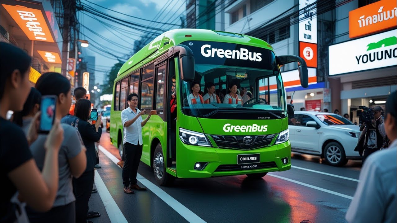 “😳🚌Greenbus สีเขียวสุดล้ำ! 🚍 การเดินทางสุดช็อกในประเทศไทยที่คุณต้องเห็น!”