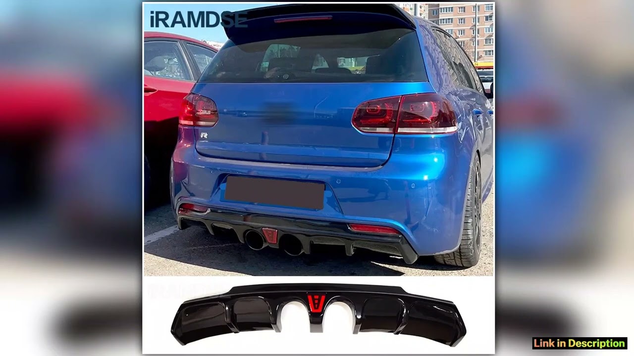 Golf R Rear Diffuser for Volkswagen Golf MK6 R20 2008 to 2012 Glossy Black Car Body Kit Lip Bumper