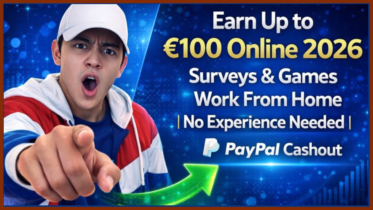 Earn Up to €100 Online 2026 | Surveys & Games | Work From Home|No Experience Needed | PayPal Cashout