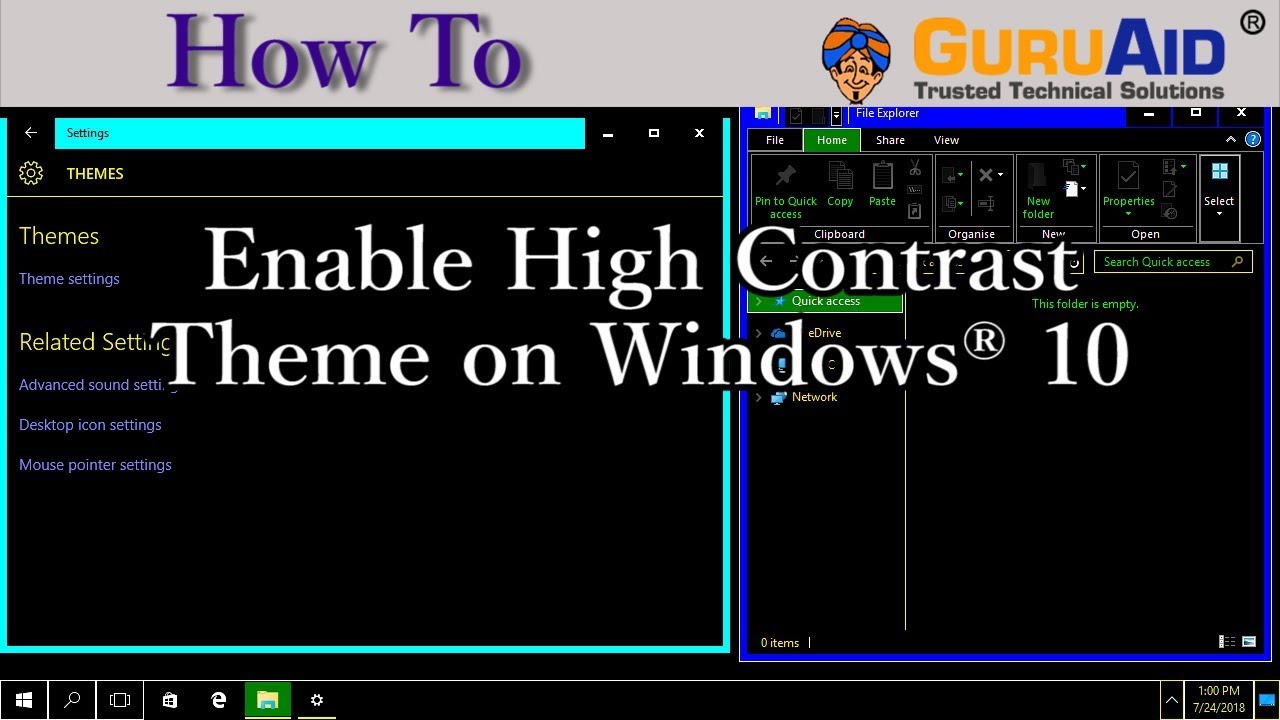 How to Enable High Contrast Theme on Windows® 10 - GuruAid