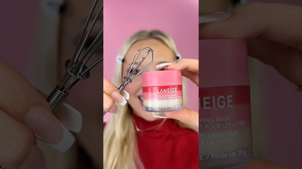 Mixing LANEIGE Lip Mask😅🍓New Strawberry shortcake laneige lip sleeping mask 
