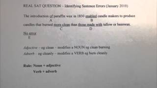Sat Writing Identifying Sentence Errors 29 Adverb Vs Adjective Real Sat ...