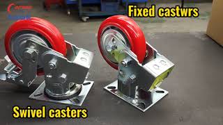 Shock Absorbing Casters Spring Loaded Casters 5 Inch Iron Core Polyurethane Heavy Duty Casters