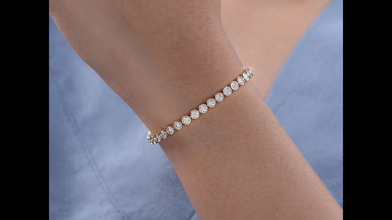 Round Cut Lab Diamond Bezel Set Tennis Bracelet
