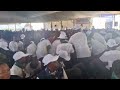 Children from Matabeleland North doing their warcry as they await the arrival of President Mnangagwa
