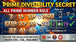 Osculator Method | Prime Number Divisibility in 5 Seconds! (7, 11, 13, 17, 19) | SSC & CGL Special |