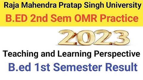 RMPSU B.ED 1st Semester Result | B.Ed 1st Semester result raja mahendra pratap singh university