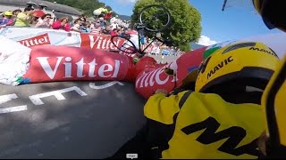 Tour De France 2016 Adam Yates Crashes Into Collapsed Inflatable Arch