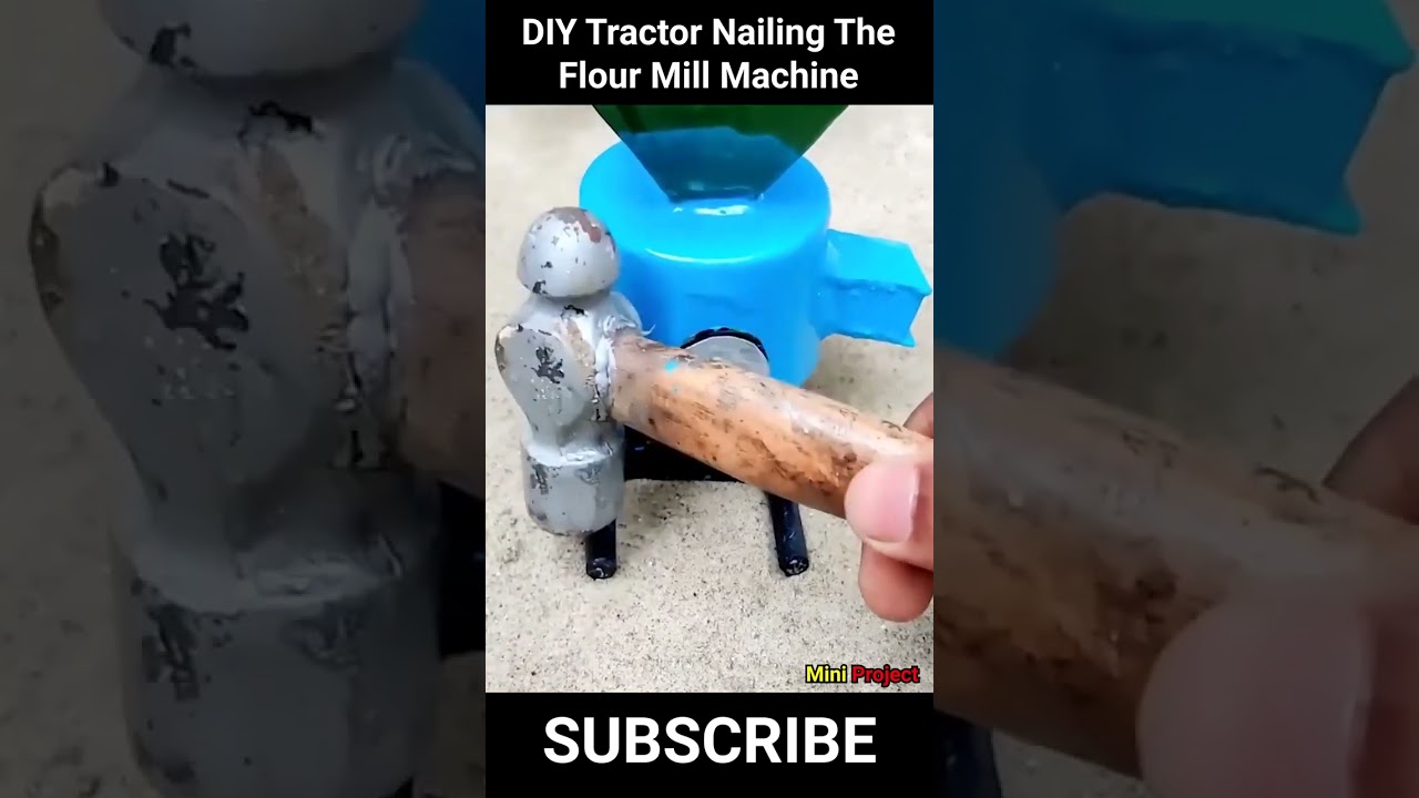 DIY Mini tractor nailing the flour mill machine 