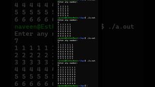 C Program to Print Repeated Number Pattern | Nested Loops in C Programming #shorts