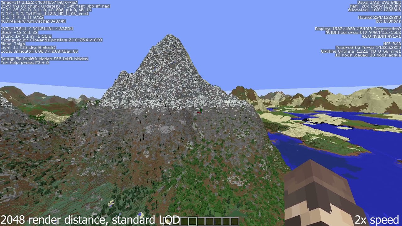 128, 256, 2048 Render Distance in Minecraft (FarPlaneTwo Mod) - YouTube