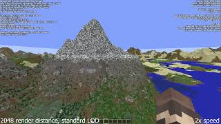 128, 256, 2048 Render Distance in Minecraft (FarPlaneTwo Mod)