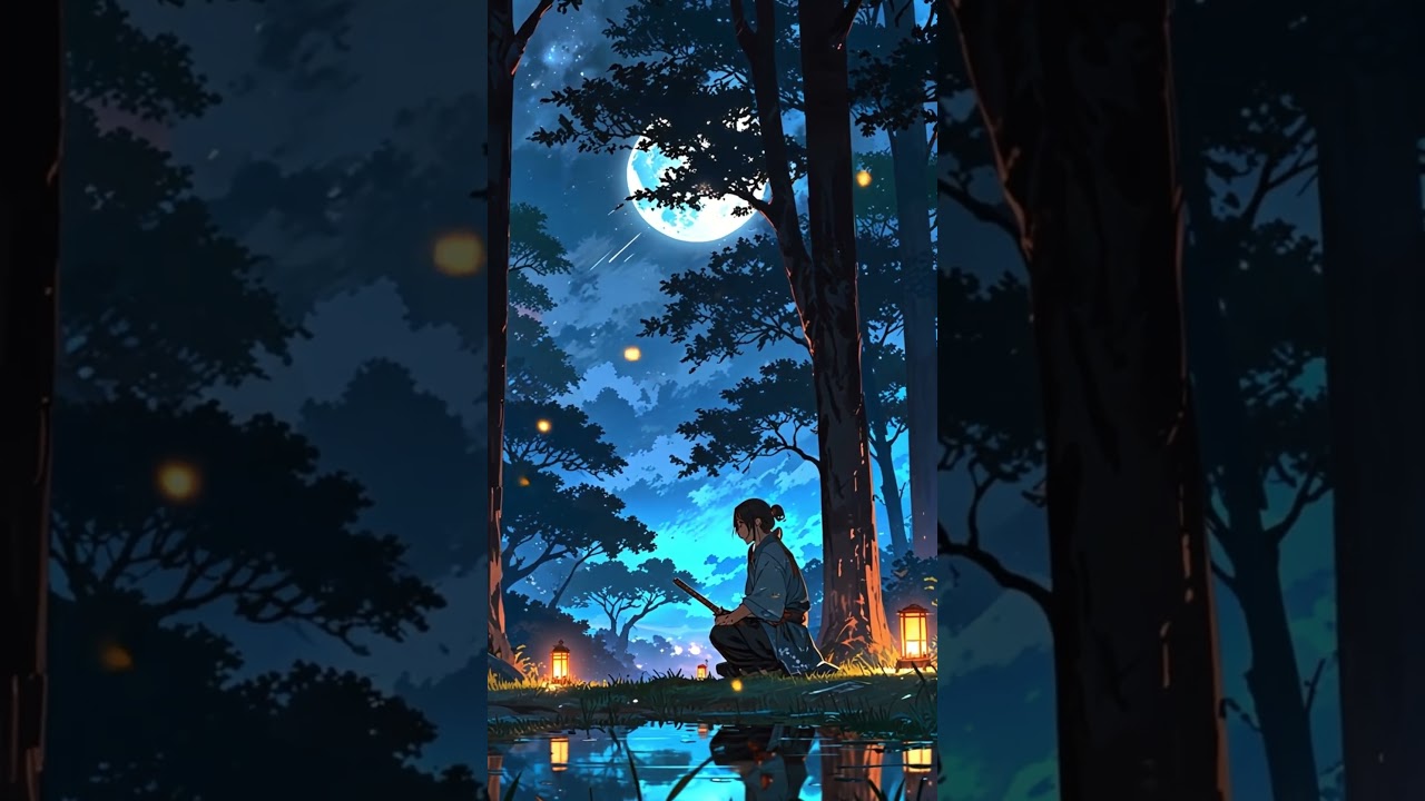 Samurai Under the Moon | Peaceful Anime Night Scene 🌙⚔️