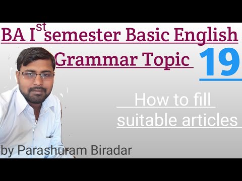 BA / B.Sc / B.Com I Semester Basic English Grammar, Articles.