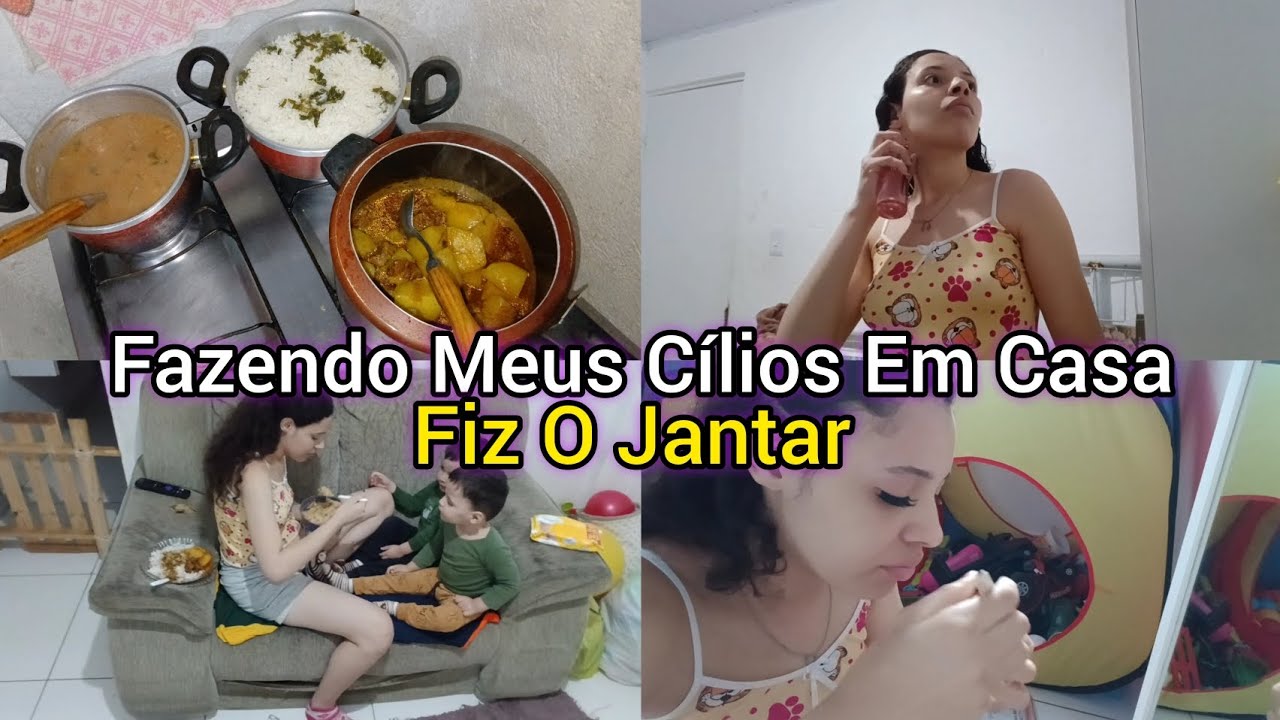 MOSTREI COMO FAÇO MEUS CÍLIOS EM CASA // FICOU LINDO // JANTAR 😍