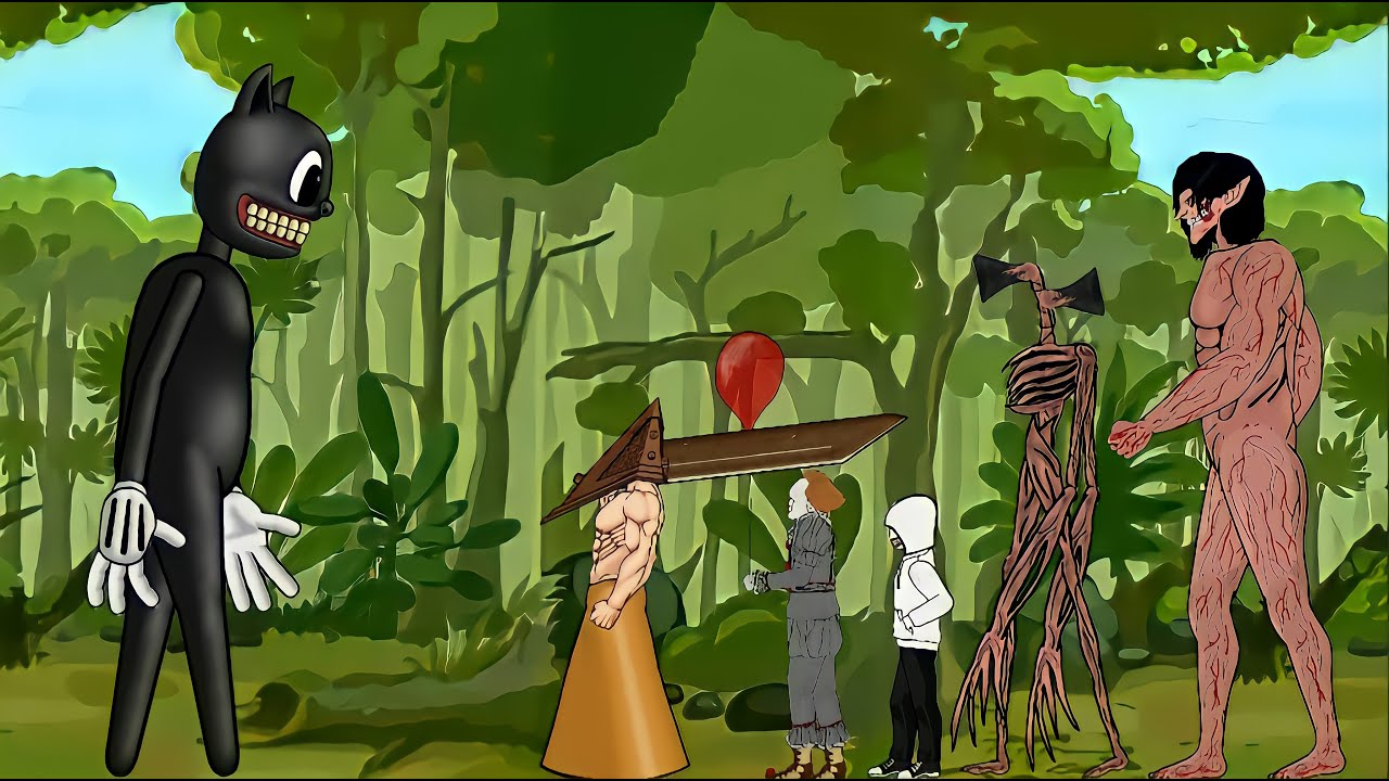 Cartoon Cat VS Pyramid Head, Siren Head, Eren Titan / Cartoon Cat Level Up Boss - Drawing Cartoons 2