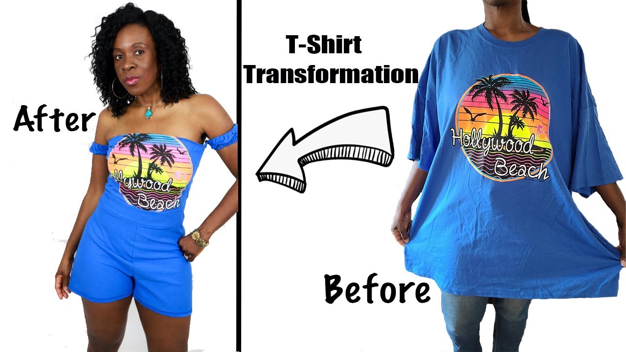 T-Shirt Upcycle Idea- Turn an oversized t-shirt into a romper! Beginner Friendly!