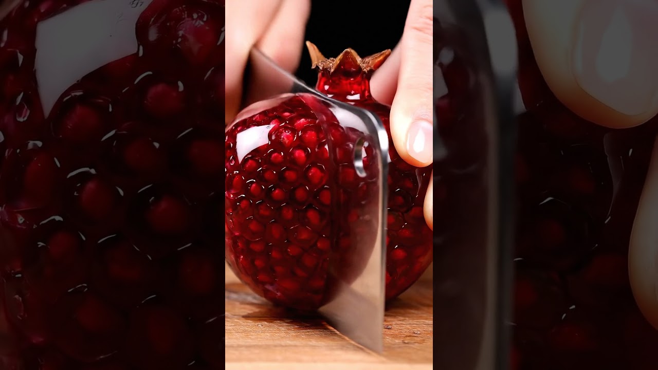 Satisfying Crystal Pomegranate Cutting in Slow Motion | ASMR Glass Slice
