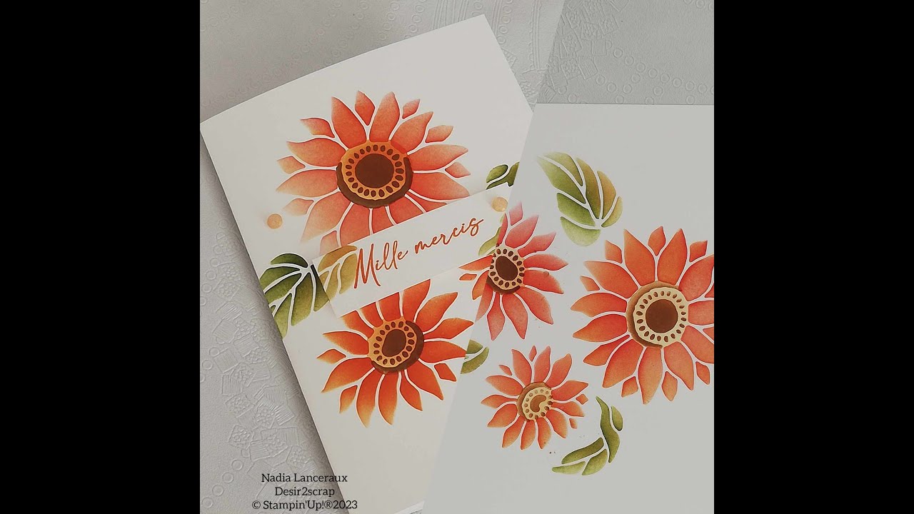 Fond de carte Stampin'Up! avec pochoir décoratif