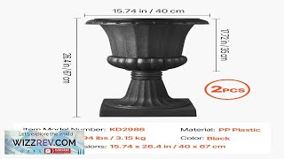 VEVOR Plastic Urn Planters 15.8 x 26.4 Inch 2 Pack Black Classic