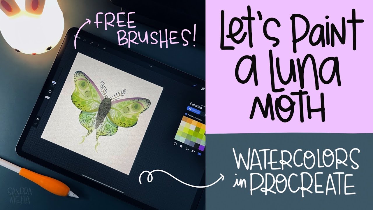 Watercolors in Procreate®: Let's draw a Luna Moth + Get the Free Brushes