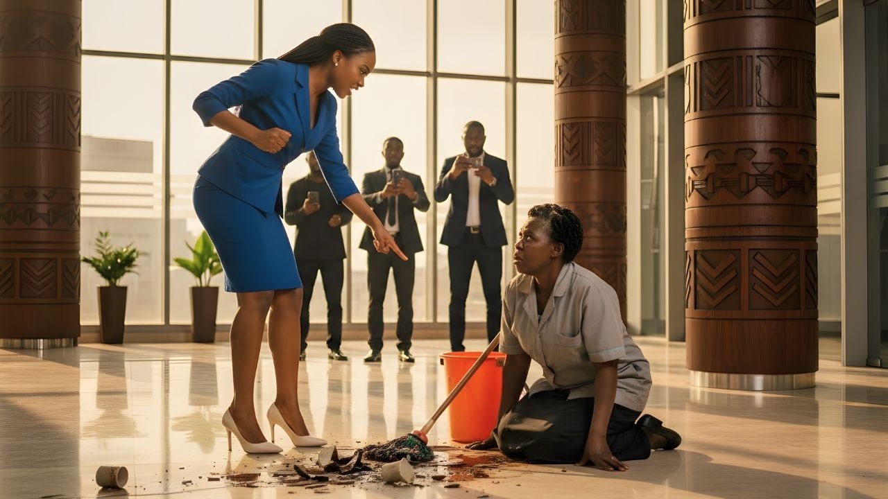Arrogant CEO Daughter Beat A Janitor For Spilling Coffee , Unaware She Actually Owned The Building