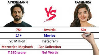 Ayushmann Khurrana vs Rashmika Mandana Comparison | Family | Awards | Movies | Net Worth