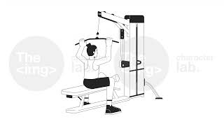 Man Dragging Bar Down On Lat Pulldown Machine Bw Outline Cartoon Animation