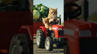 🚜🐱 Mama Cat & Kitten Crash Red Tractor Full of Cabbages🥬 #mamacat