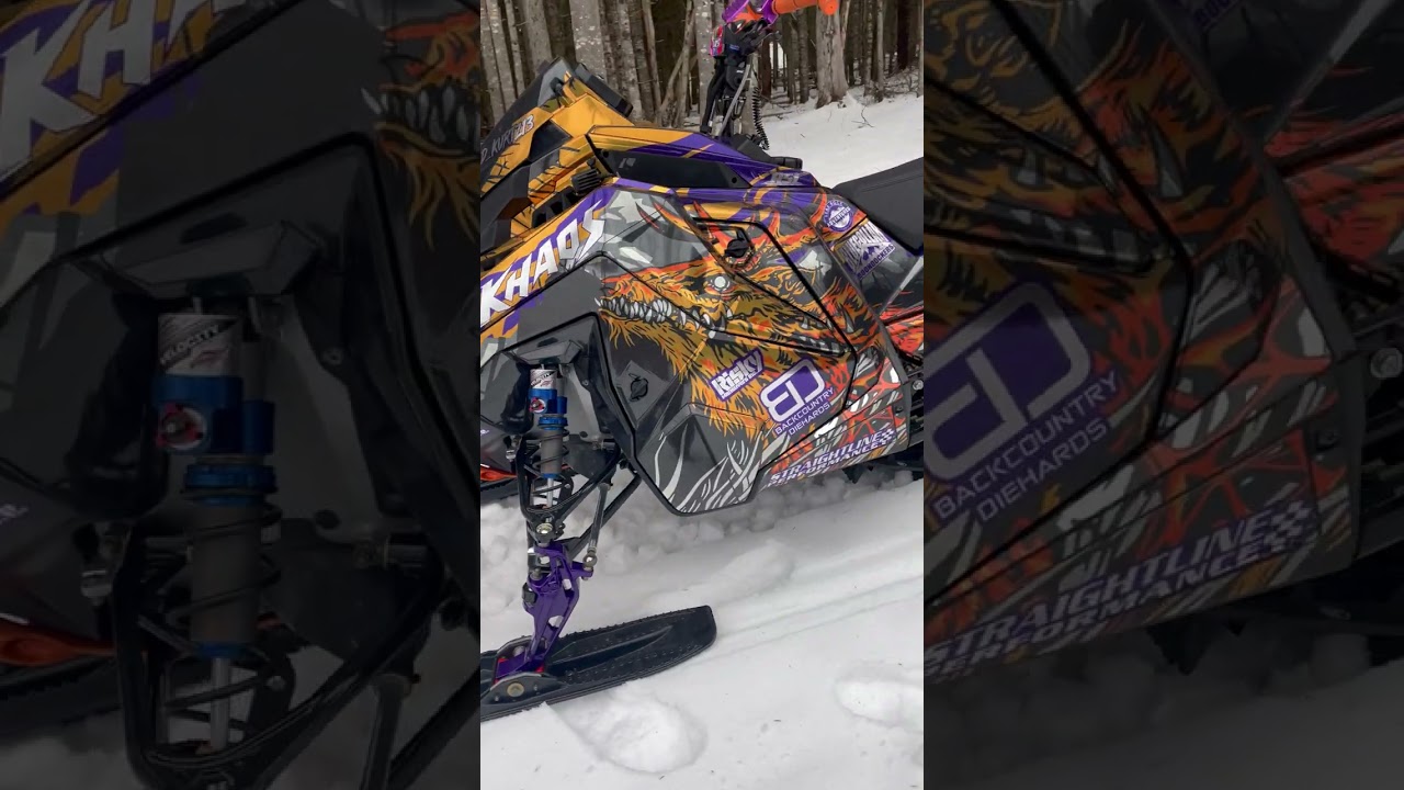 Polaris snowmobile wrap with chrome finish