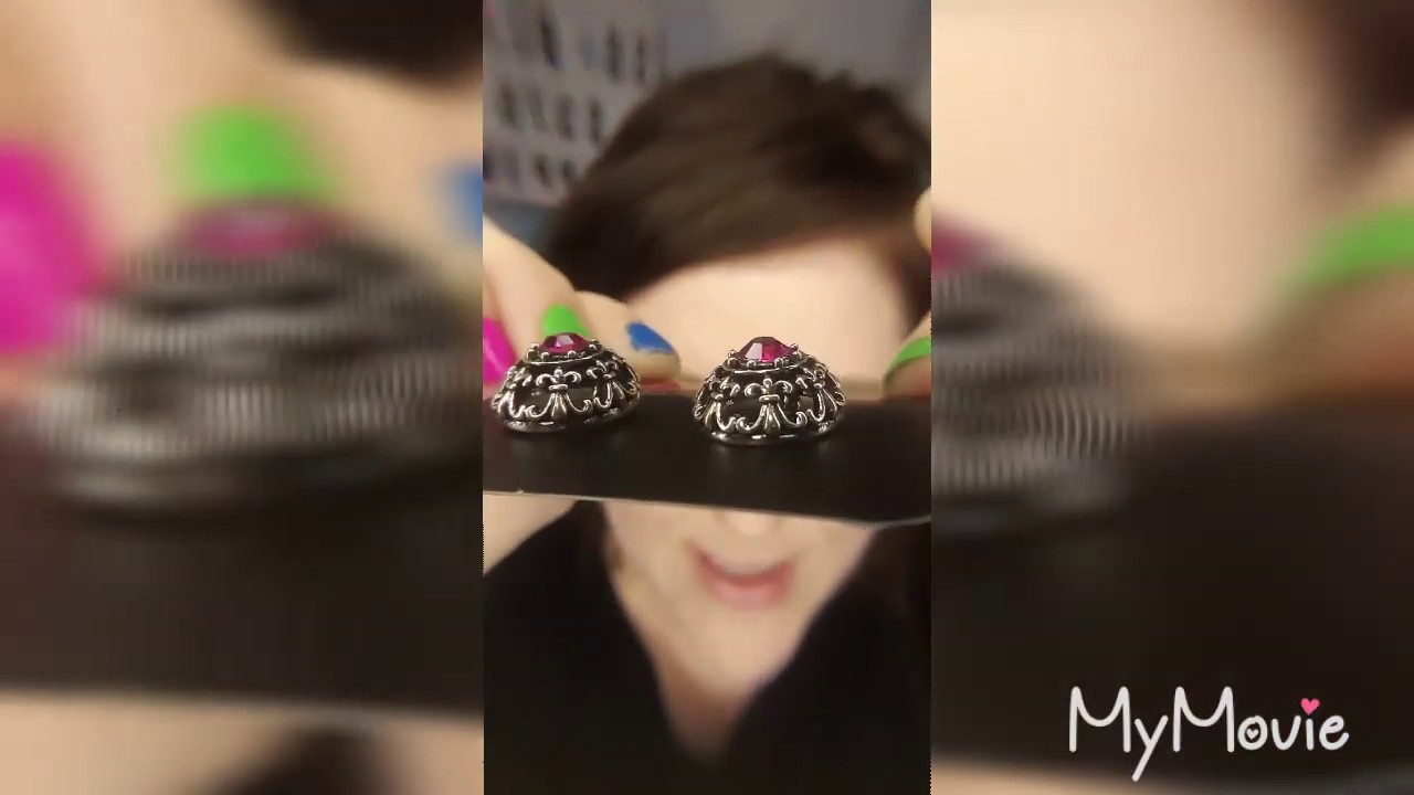 Clip 113 Magenta Gem 3D Dome style post back silver Earrings!