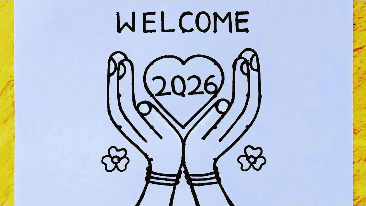 New year Rangoli// Hand with heart drawing from 5×5 dots // Happy New year drawing //