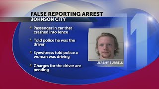 Johnson City man charged with false reporting after crash