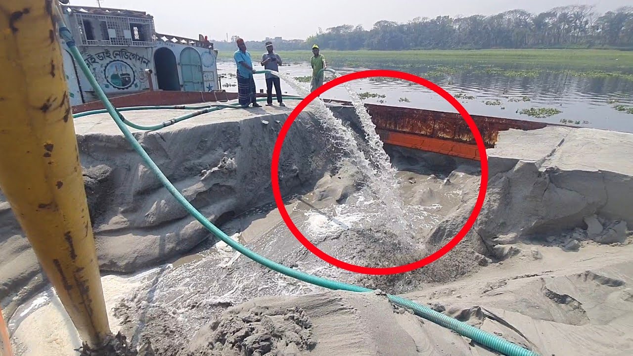 Unloading sand form ship barge unloading video unload sand from big barge ship 423(20 Feb 2026)