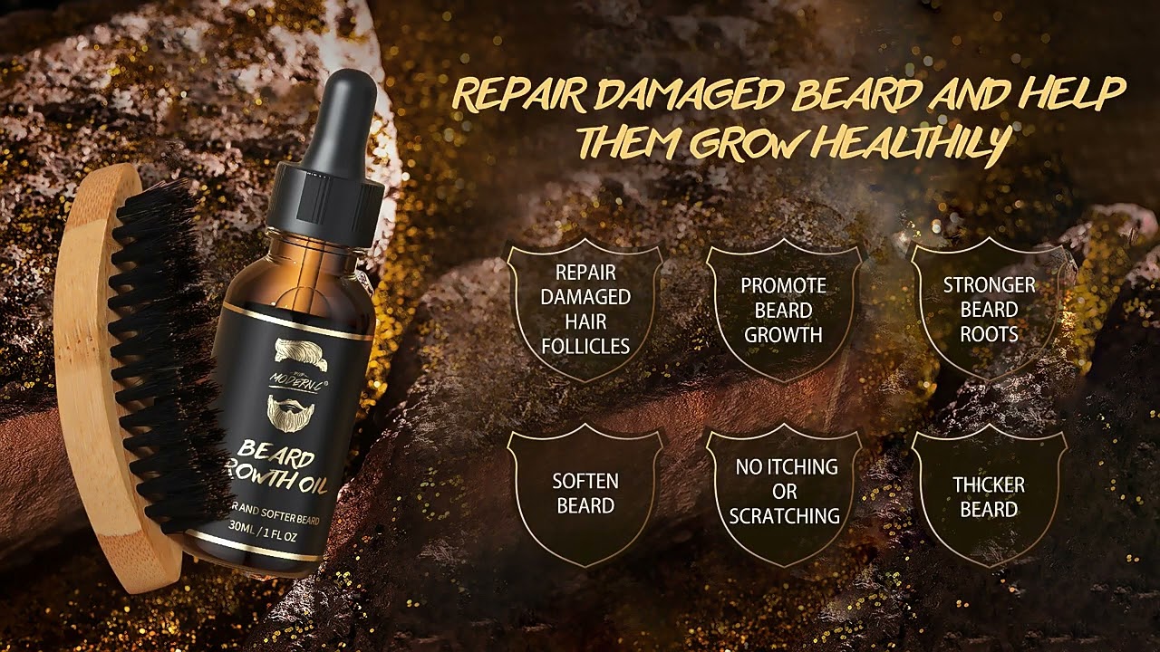 Beard Growth Oil With Biotin Caffeine Beard Oil For Men With Beard Brush